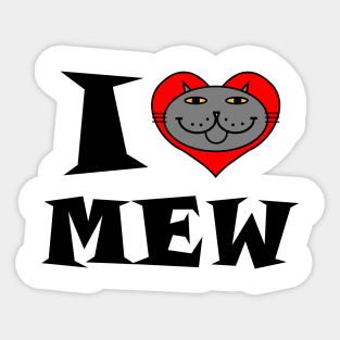 I Heart Cat - Grey Kitty Sticker